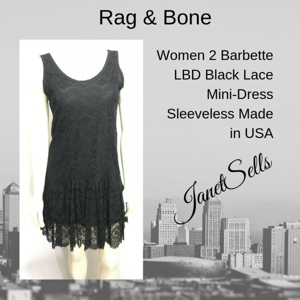 Rag & Bone 2 Barbette LBD Black Lace Mini-Dress